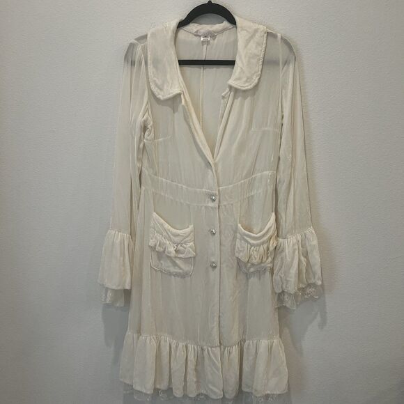 Marrika Nakk Ivory Velvet Duster Coat Rare Western Whimsycal Fairy Victorian - Picture 1 of 10